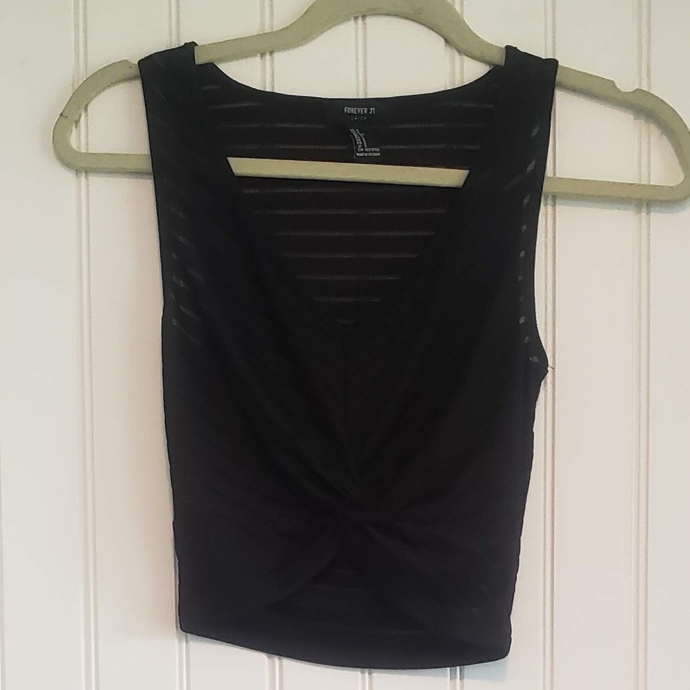 Forever 21 Sheer Striped Crop Tank